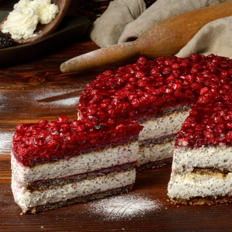 Ribizlis mák torta